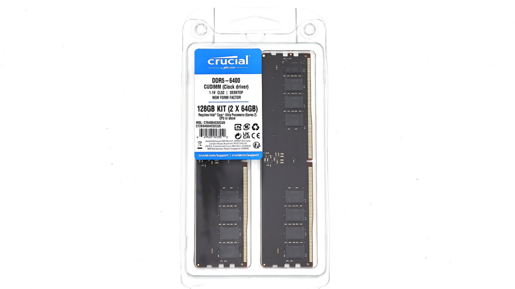 Crucial 大容量 JEDEC 新品 128GB Kit (64GBx2) DDR5–6400 CUDIMM