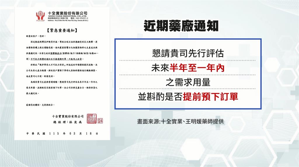 美伊戰事「國際塑膠漲價」　藥師預估藥價醫材恐漲3成
