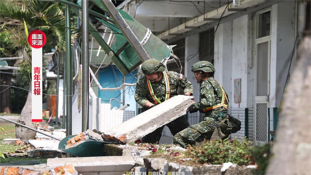 國軍弟兄挺入花蓮震區 出動「救災三寶」協助救災現場