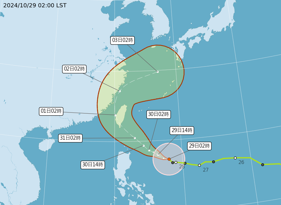 快新聞／「康芮」今晨轉中颱！最快下午發海警　4縣市豪大雨特報