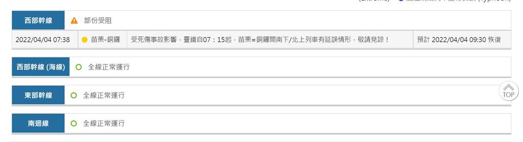 快新聞／連假第3天台鐵南勢隧道內撞死1人　苗栗=銅鑼段列車延誤