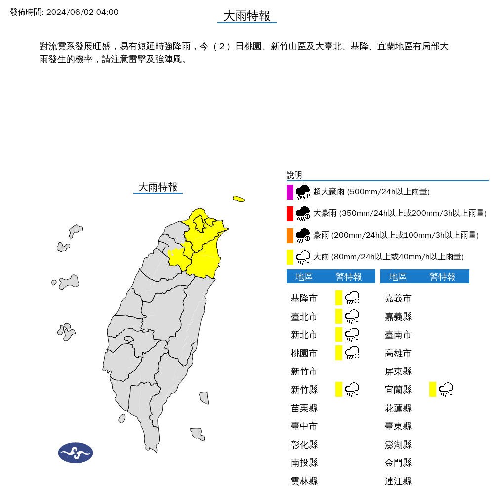 快新聞/鋒面影響!北部6縣市大雨特報 各地仍要嚴防雨勢