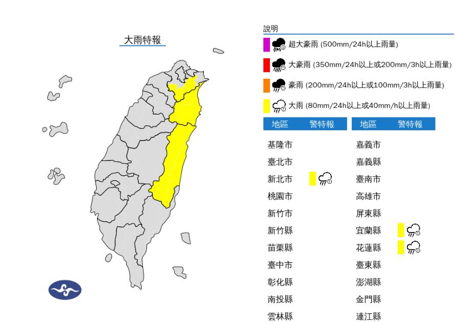 快新聞／雨彈來襲！　3縣市大雨特報　