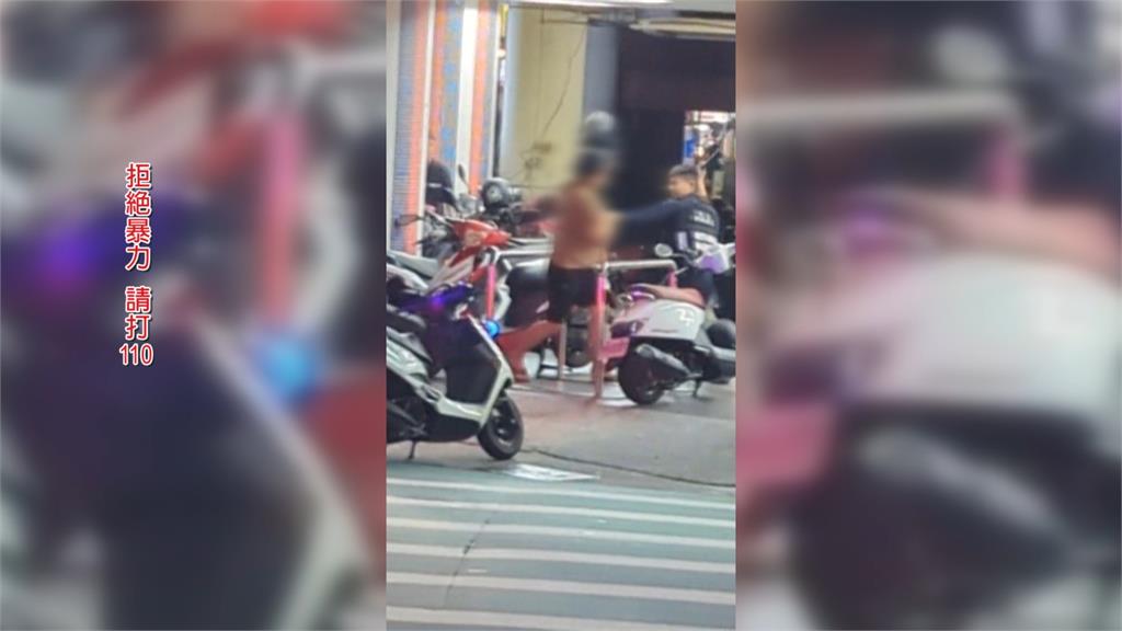 闖紅燈不滿被取締! 台中莽男怒罵.扯警安全帽