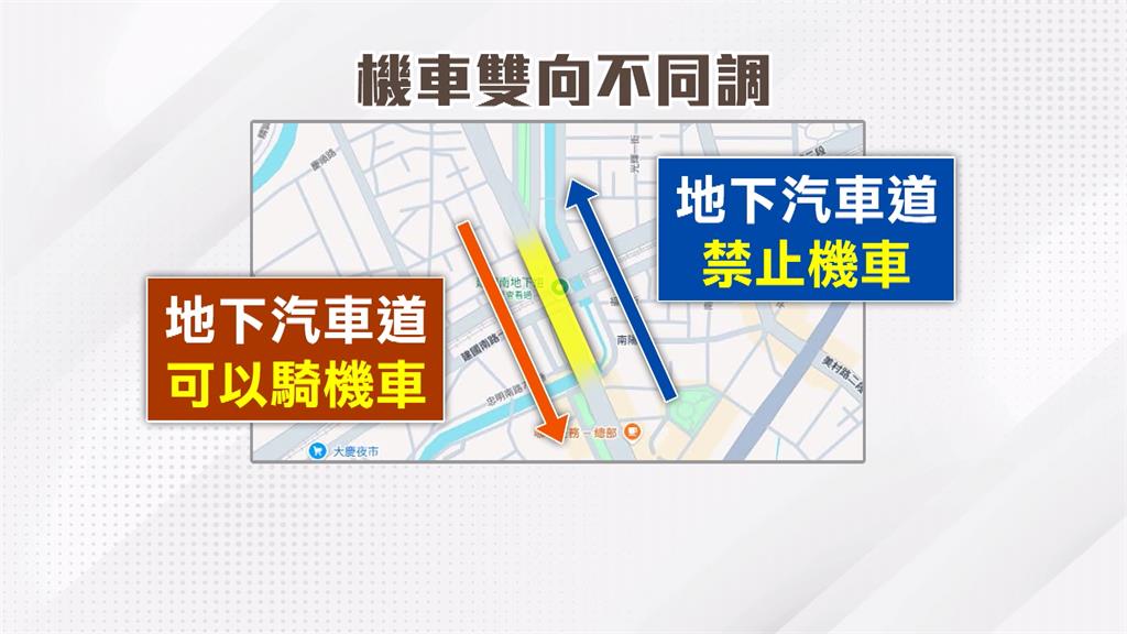 地下道禁行機車標示不同調　台中用路人霧煞煞憂違規