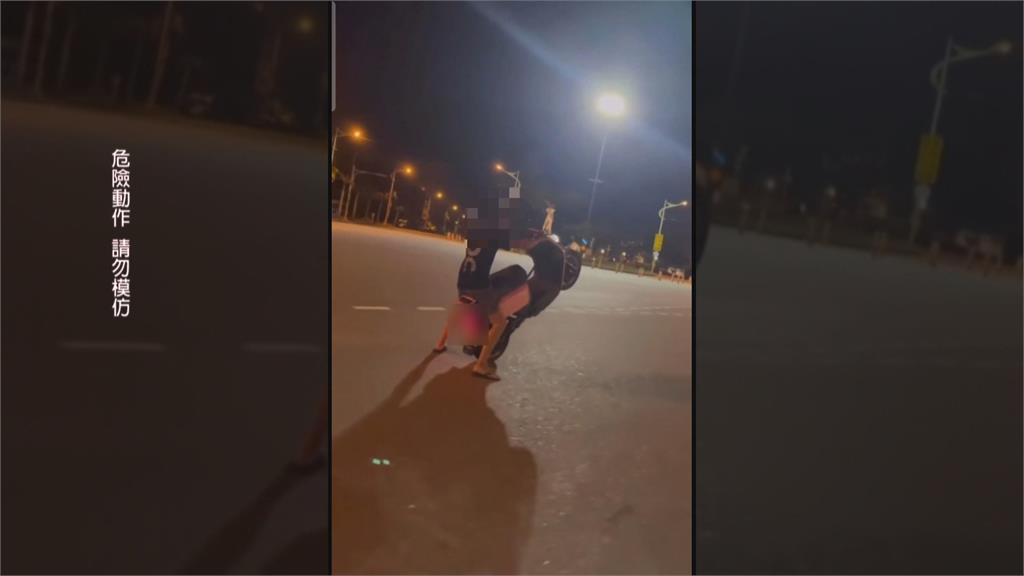 挑戰公權力？花蓮警局交通隊前　少年騎電動車「翹孤輪」拍片