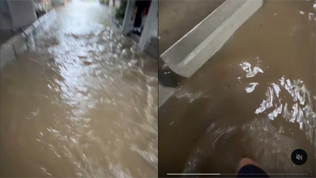 新竹市豪雨狂炸慘變「巨型貢丸湯」畫面曝…他自嘲在「溯溪」網喊：改騎貢丸通勤