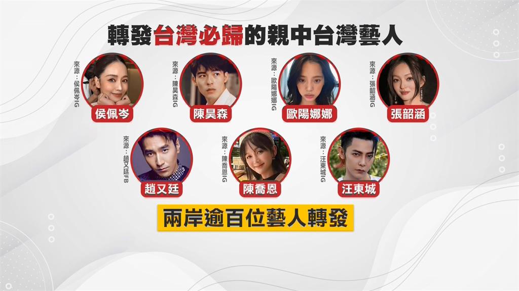 台灣藝人唱和央視「中國台灣省」貼文 陸委會嚴厲譴責:依兩岸條例查處