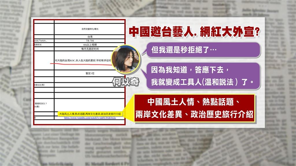 波特王爆中資助台網紅拍片 女星秀邀請資料證實