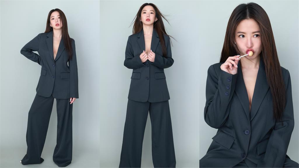 郭書瑤辣穿西裝開深Ｖ「裡面0布料」！正面猛炸「2頭巨獸」破萬人瘋看：犯規了