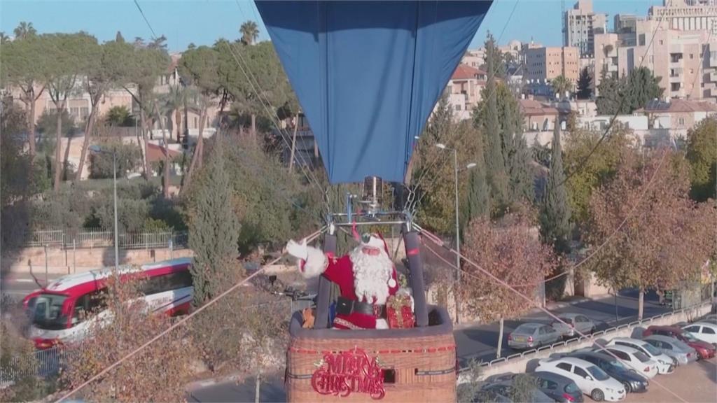 聖地唯一認證　耶路撒冷耶誕老人坐熱氣球升空散播耶誕氛圍