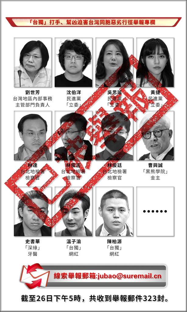 中配亞亞遭驅離「國台辦幫報仇」?點名「11人台獨」詳列舉報圖:終身追責