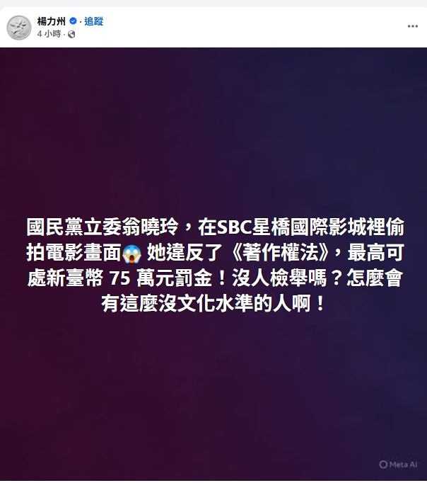遭堂哥怒爆「已是中國人」…翁曉玲「1行為疑出包」出事了？導演揪觸法：沒人檢舉嗎？