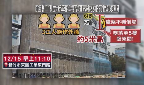 竹科廠房更新工地鷹架倒塌　3工人墜落骨折