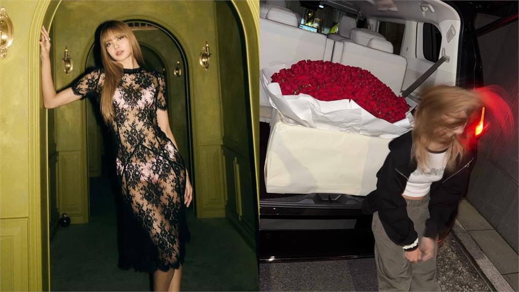 Lisa露肚躺床、透視裝…深夜狂發逾50張！車廂「百朵巨型玫瑰花束」疑放閃