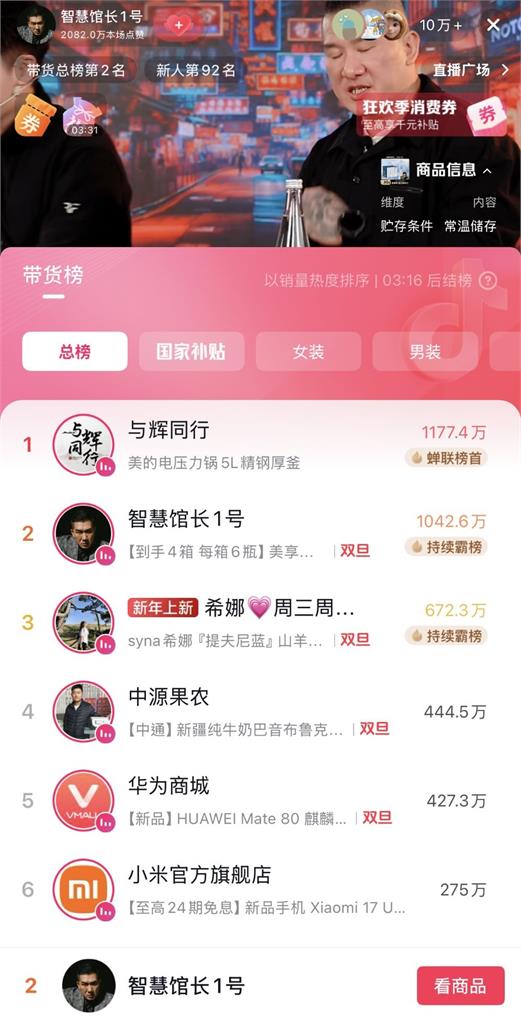 館長終於落地生根？中國「直播首戰」成績曝光：20分鐘破8位數新台幣