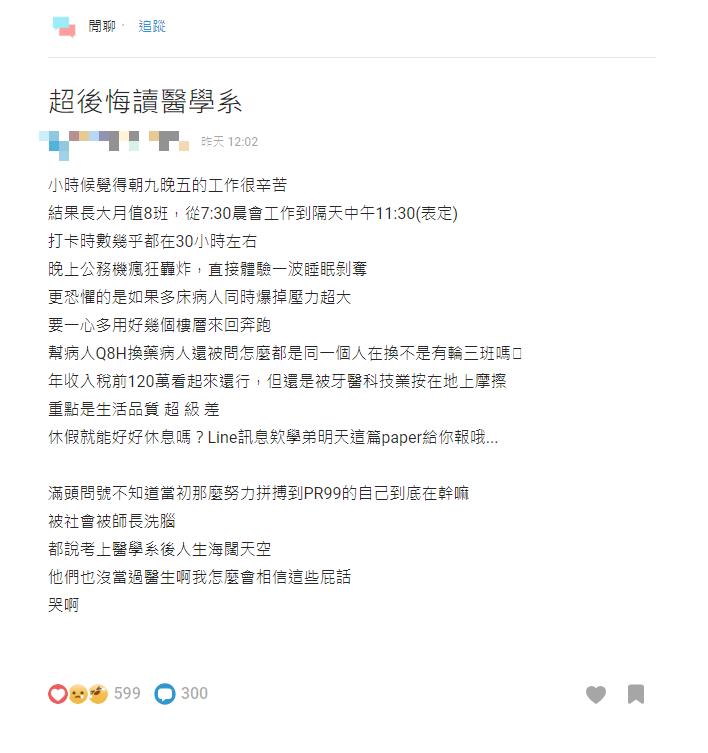 高材生「PR99」考上醫學系！一進職場淚揭「辛酸史」反遭網譏：笑你不敢離職