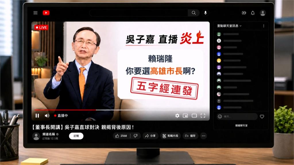 吳子嘉疑隱匿高雄民調　直播爆粗口批賴瑞隆　賴辦喊告！