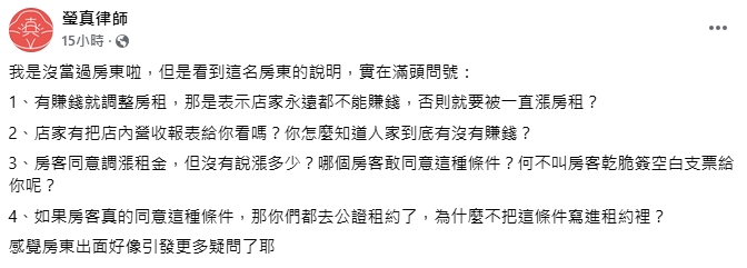 飯糰店女房東陷「漲租爭議」喊冤!律師「滿頭問號」列4疑點:引發更多疑問