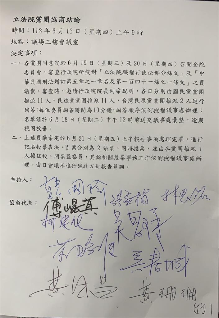 快新聞／決定了！覆議案6 19、20全院委員會 6 21記名投票表決 民視新聞網