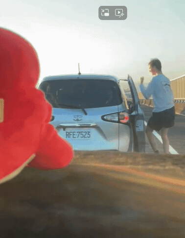 國道驚見外國男跳車「路肩熱舞」44秒片流出！後車駕駛嚇喊：是不是喝醉了？