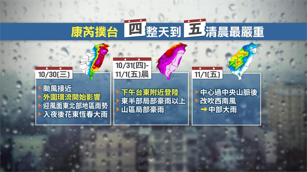中颱康芮發海警 最快週三清晨發陸警 估週四登陸