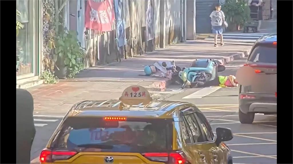 導護志工疑「熱暈」跌坐馬路 遭機車騎士撞上