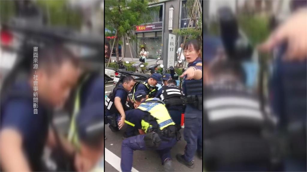 婦人騎車"未戴安全帽"遭開單 情緒失控攻擊2警 遭員警壓制在地