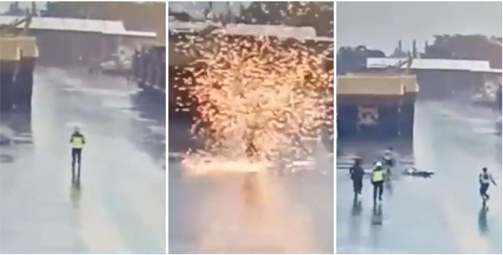 印尼保全撐傘「被閃電擊中」：大量火花瞬間爆出！驚悚瞬間監視器全都錄