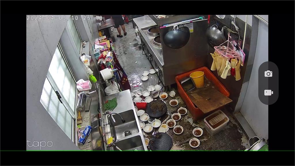 花蓮小吃店地震驚險畫面曝　業者店休捐出餐點幫助賑災