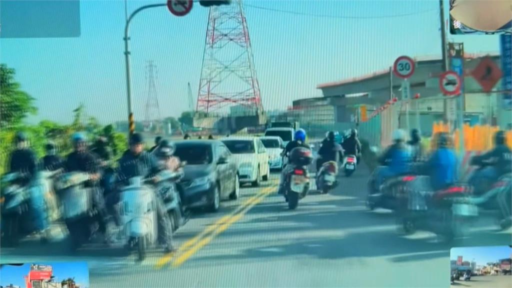 台南通往南科河堤道路「捷徑」 上班時間機車流量大險象環生