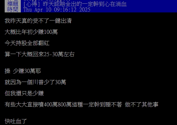 台股跌3天忍不住一鍵出清!他起床見「股價暴力翻紅」臉全綠:心在淌血