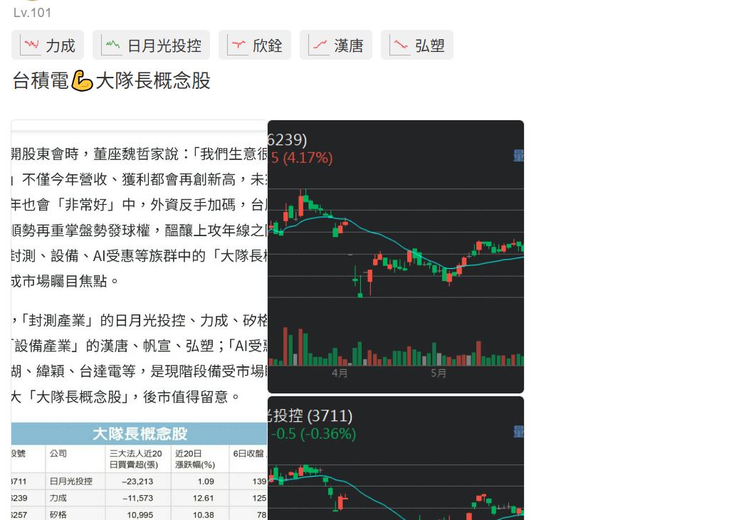 台積電帶頭 大隊長概念股強漲 這幾檔好吃香