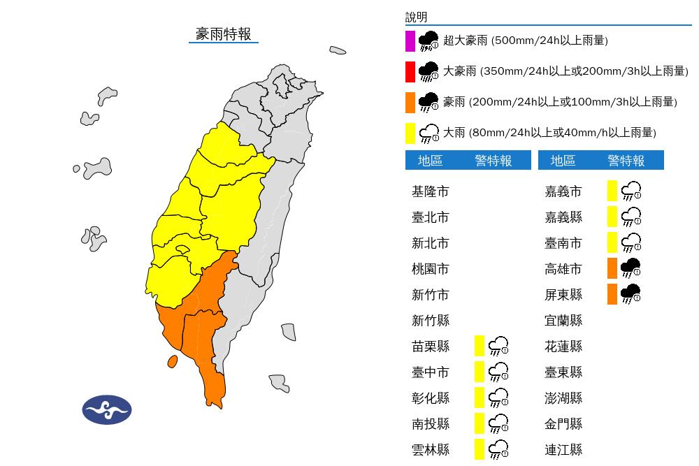 快新聞/強烈天氣變化產生「渦旋」! 氣象署發布10縣市大雨、豪雨特報