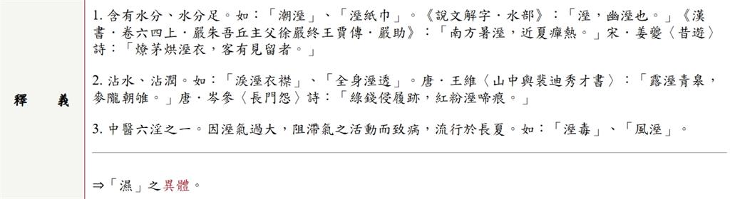 「濕」、「溼」差別考倒1.5萬人! 教育部字典揭「正確用法」