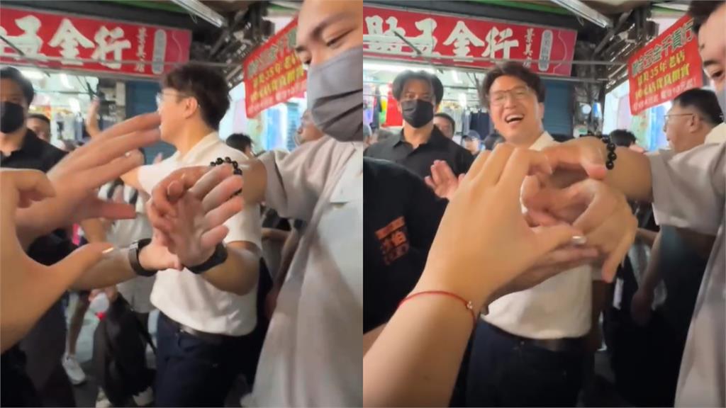 沈伯洋景美掃街遇女粉絲「求飯撒」！隨扈「脫口1句」下秒神助攻　網笑：太專業了