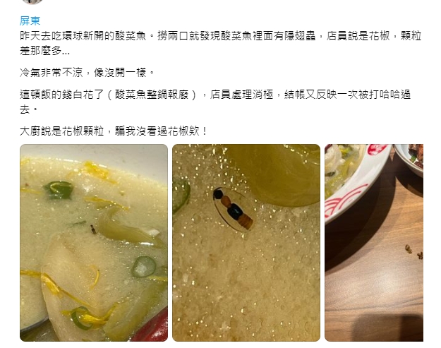 酸菜魚料理竟有隱翅蟲 餐廳一開始瞎扯是花椒粒