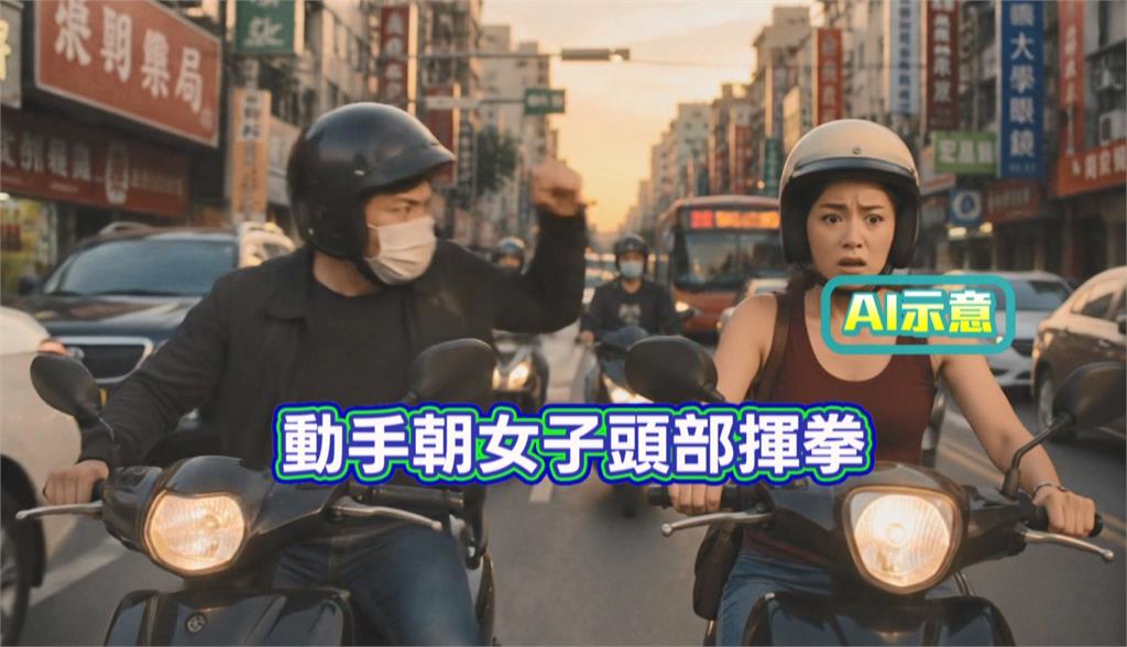 獨／被按喇叭「理制斷線」　騎士尾隨女子逼車還出手毆打