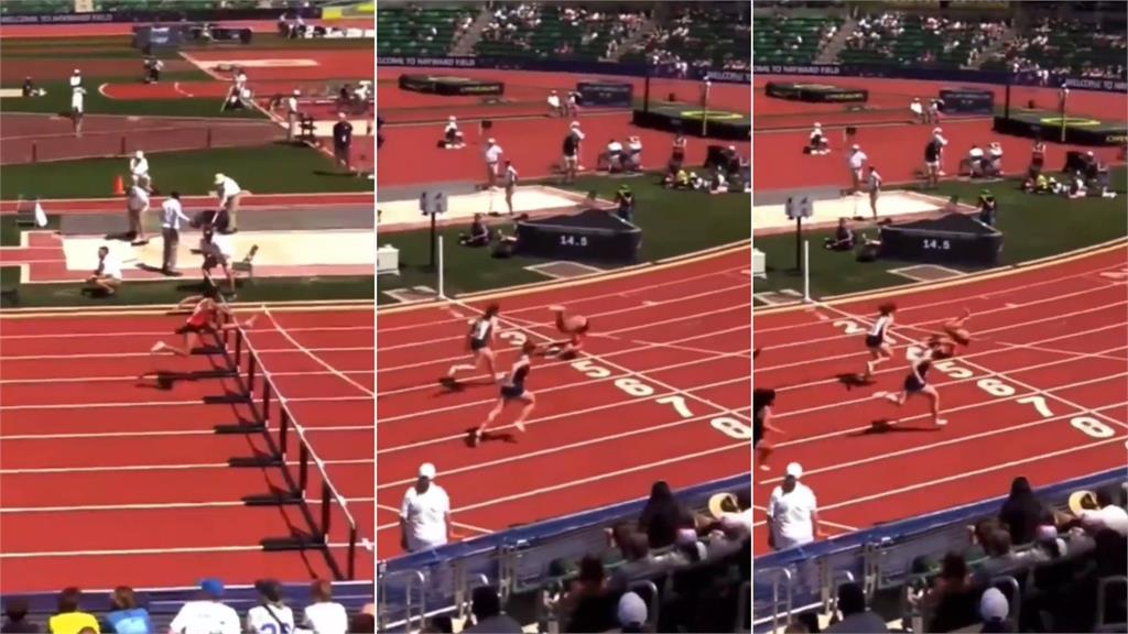 美國女高絆倒後「滾2圈」驚險奪金!14.93秒「翻」出全場最高分