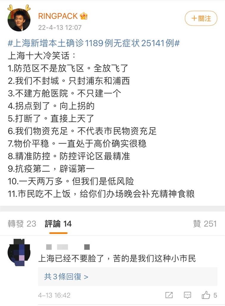 中國疫情延燒...上海防疫近乎癱瘓　網怒編「10大冷笑話」狠諷現況！