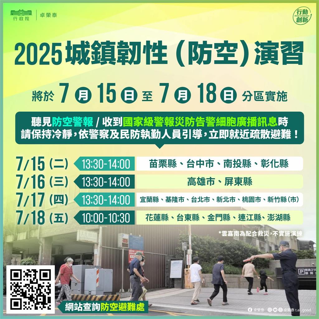整理／演習今展開一連4天「北中南時程、避難指引」一次看！違規最高罰15萬