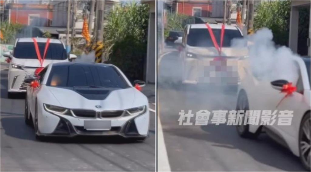  禮炮車無誤！千萬BMW迎娶新娘…嗨拿鞭炮滑手「下秒車內炸裂」新郎看傻