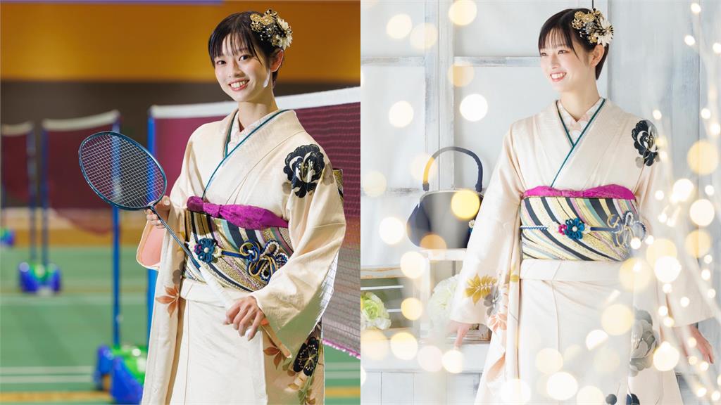 羽球(影)／「台北賽剛奪冠」田口真彩外反差大！白色和服美翻　網喊：心臟爆擊