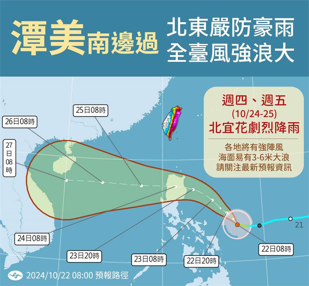 潭美颱風被「西」走…台灣Safe？氣象署曝「風雨時程」：6地區將有強風豪雨