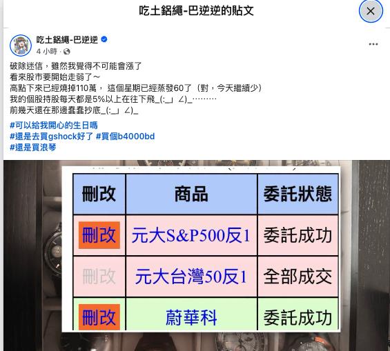 台股亂流「AVAV來回震」巴逆逆一週賠60萬？突喊「這句」網嗨：要彈了