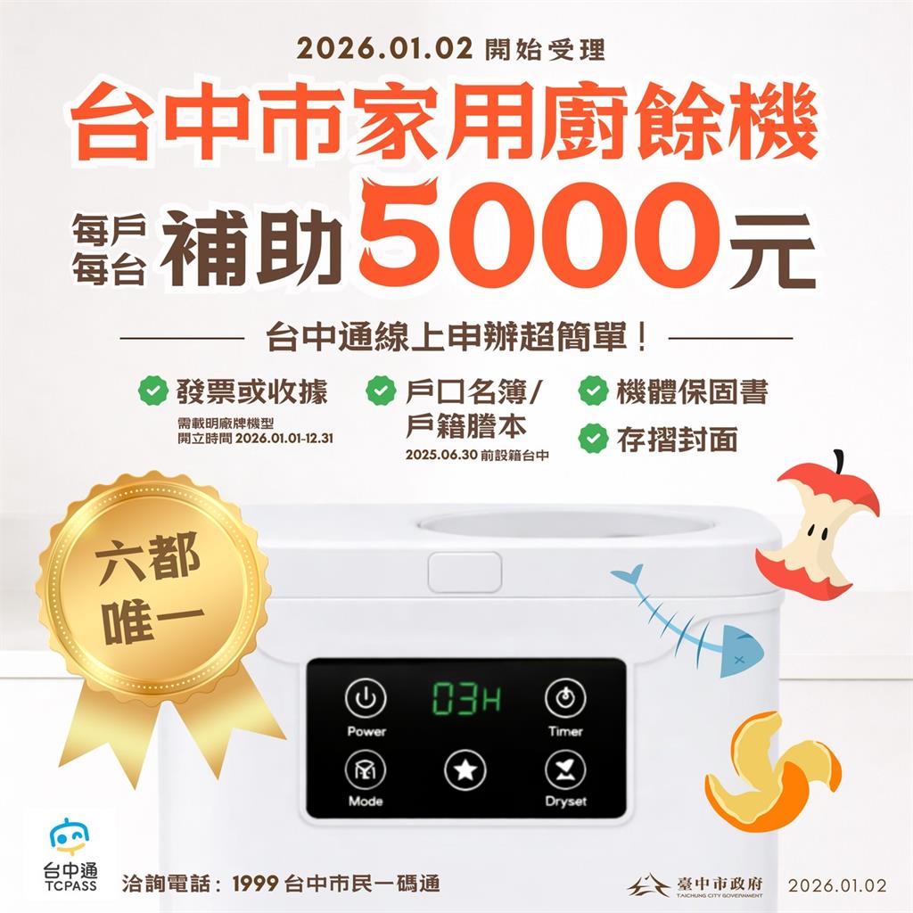 快新聞／「這縣市」補助家用廚餘機！每戶每台可獲5000元　申請方式曝光了