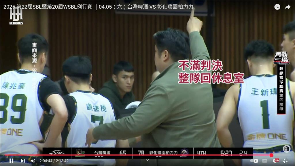 SBL火爆! 台啤哈孝遠帶隊離場抗議 籃協將開罰60萬