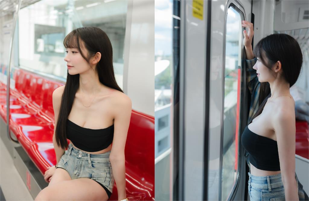 辣妹搭火車「只裹一塊布」竟是最懂事女友!坐下炸出「超Q腰內肉」網猛盯