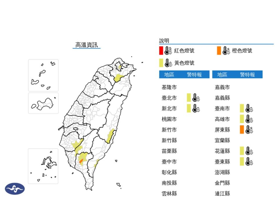 快新聞/好熱!7縣市高溫警報 氣象署:「這縣市」達橙色燈號