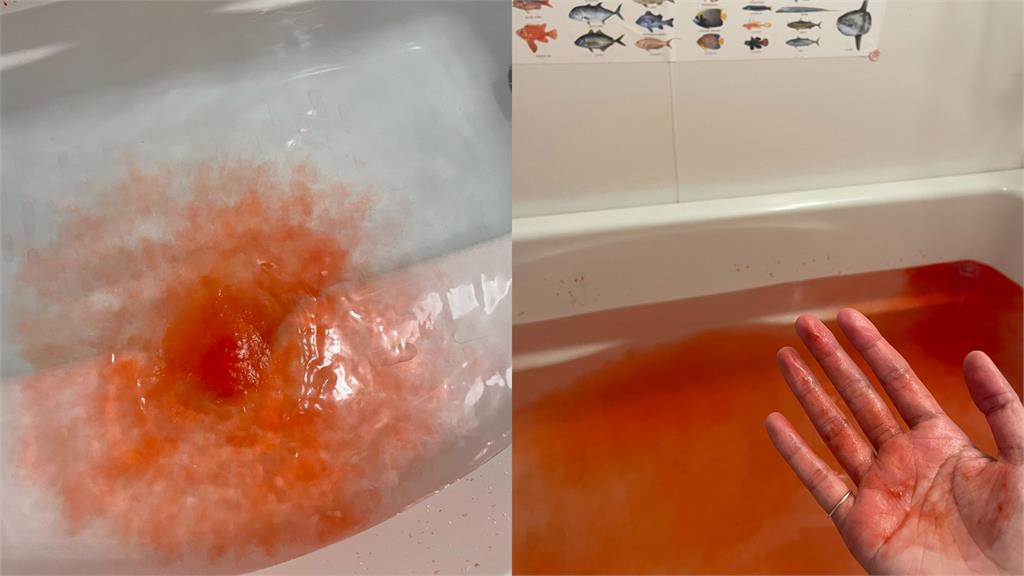 驚！血色浴缸內竟出現「鯊魚牙齒」　日水族館推「超獵奇入浴劑」